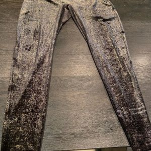 Spanx black and gold velvet leggings